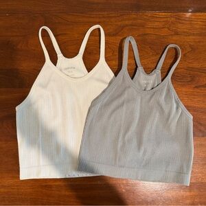 Ododos Ribbed Tank Tops in White and Gray